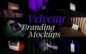 26款高级奢华品牌logo设计名片海报吊牌MacBook电脑iPad展示贴图psd样机模板 Velvetty Branding Mockups Kit