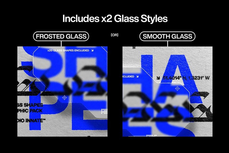 漂亮的玻璃拟态风格遮罩特效PS图层样式 插件预设 第1张