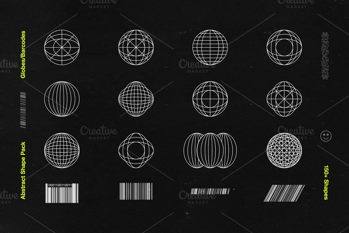 165个新潮酸性抽象暗黑机能杀手元素几何形状图标图形包 Abstract Shape Pack 图片素材 第4张