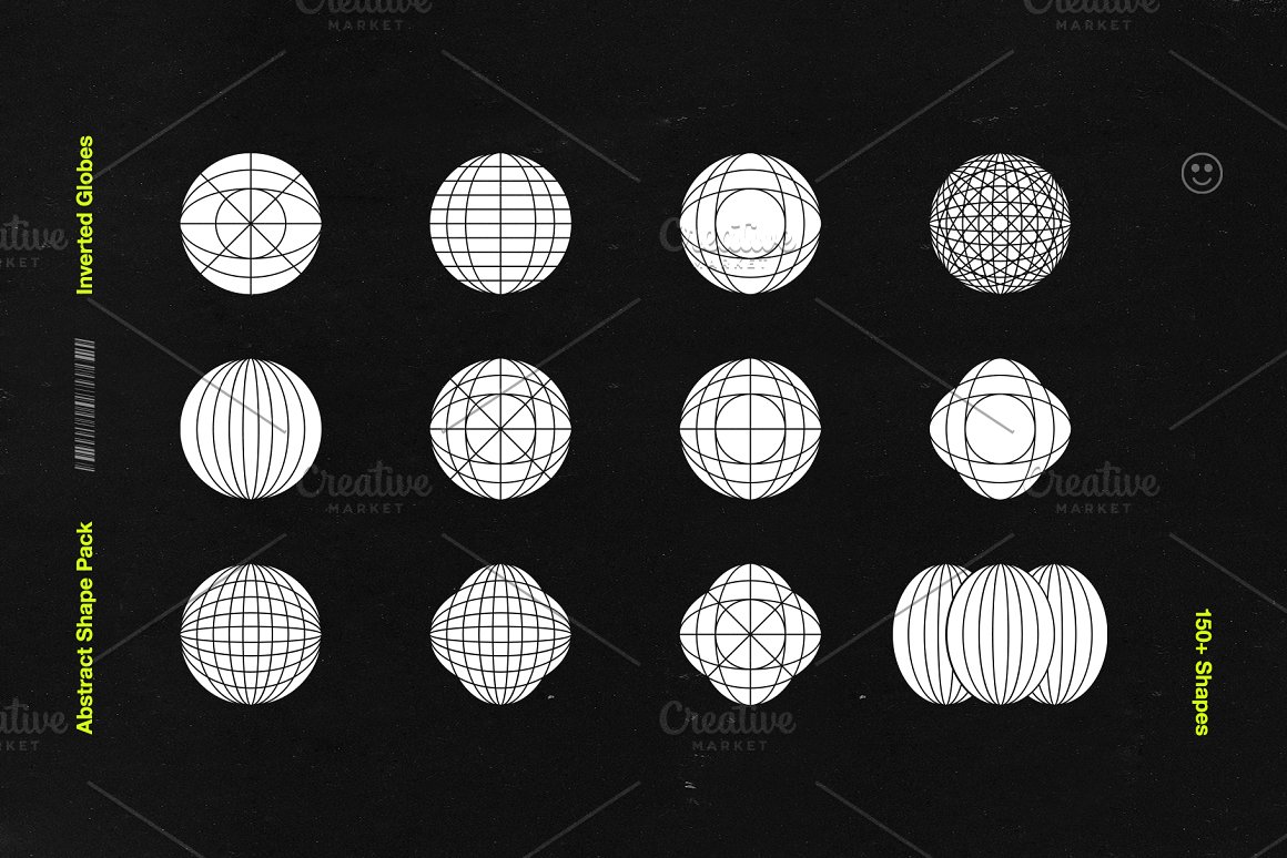 165个新潮酸性抽象暗黑机能杀手元素几何形状图标图形包 Abstract Shape Pack 图片素材 第9张