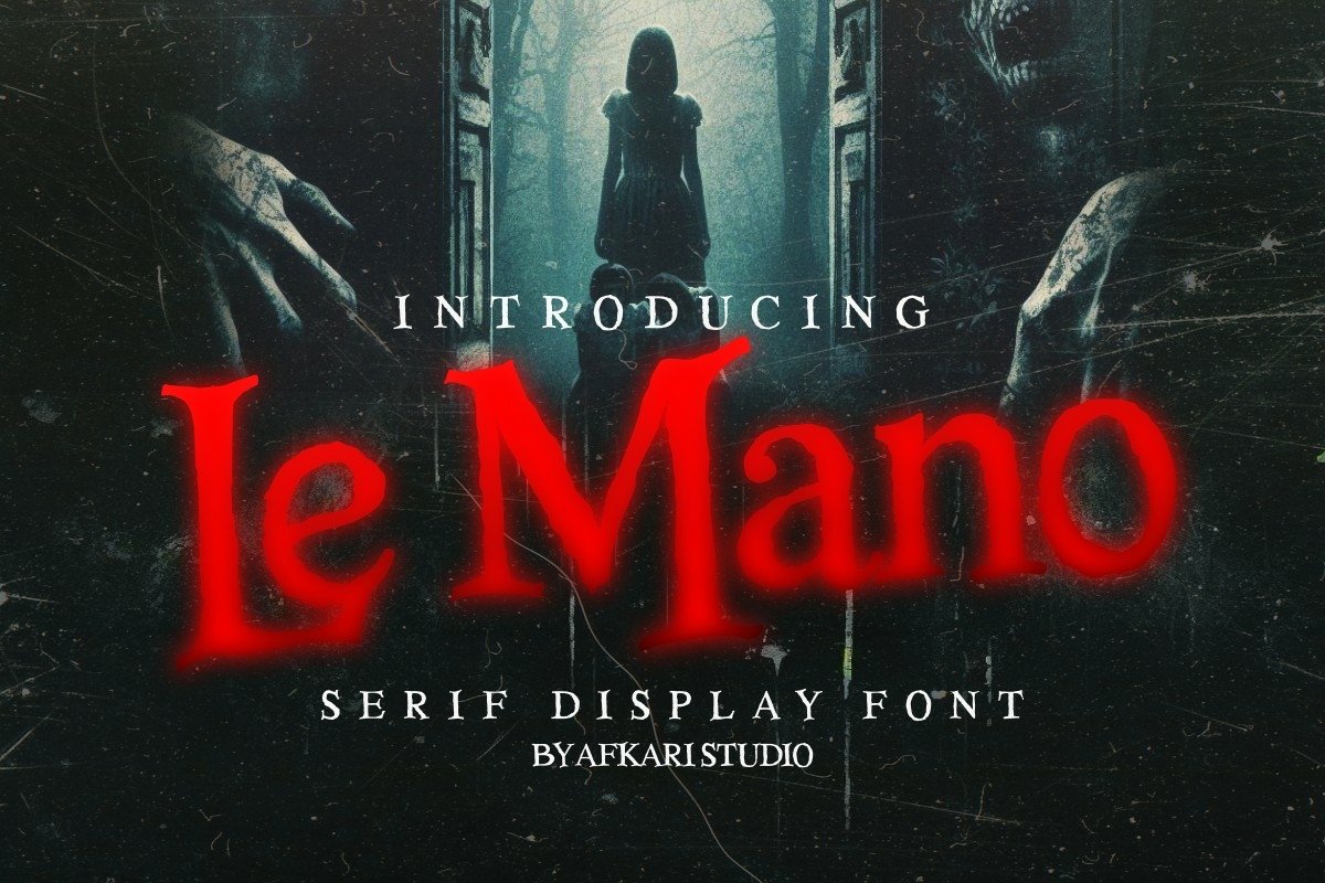 英文字体：复古墨西哥风恐怖电音专辑封面标题LOGO徽标设计英文字体安装包 Le Mano – Unique Serif Display Font . 第1张