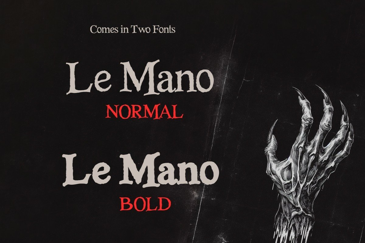 英文字体：复古墨西哥风恐怖电音专辑封面标题LOGO徽标设计英文字体安装包 Le Mano – Unique Serif Display Font . 第6张