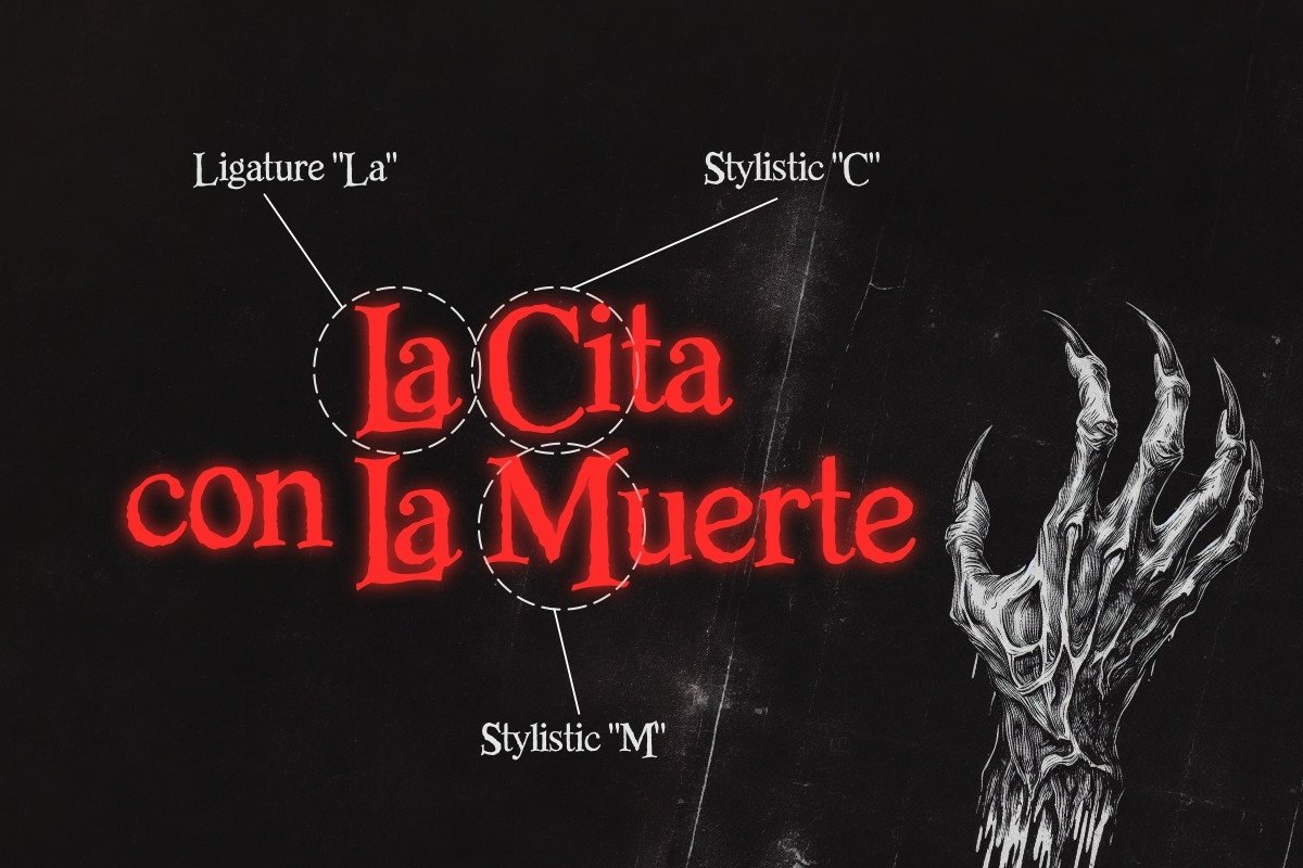 英文字体：复古墨西哥风恐怖电音专辑封面标题LOGO徽标设计英文字体安装包 Le Mano – Unique Serif Display Font . 第9张