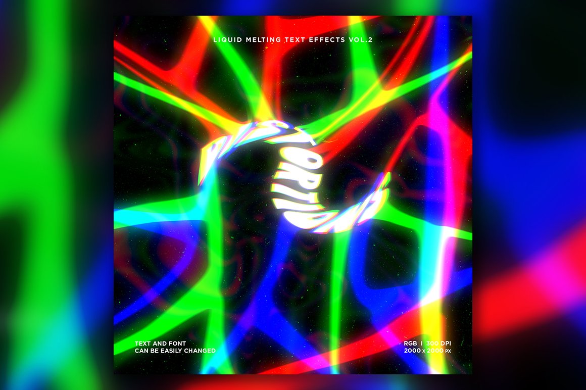 新潮复古酸性液体艺术音乐海报封面融化文字效果PSD模板 Vol.2 样机素材 第12张