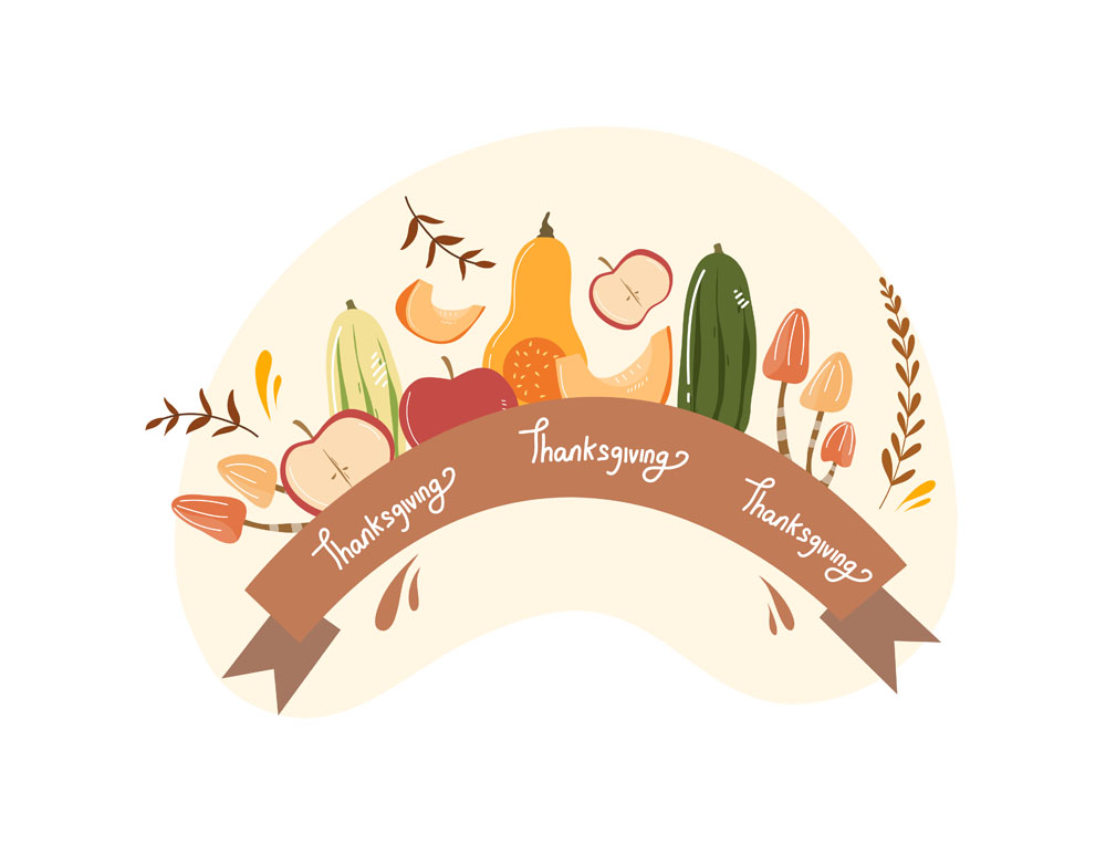 9款感恩节南瓜和美食扁平化插图矢量素材 图片素材 第8张