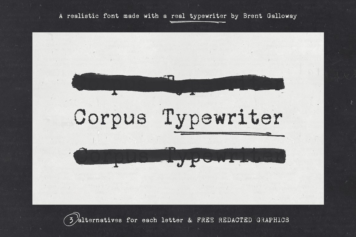 复古做旧喷墨手写打字机效果品牌Logo标题衬线英文字体素材 Corpus Typewriter Font . 第1张