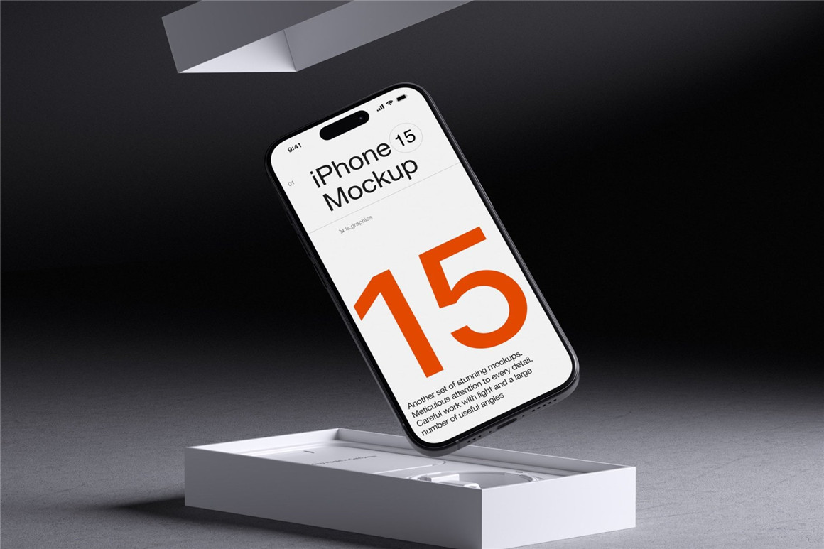 16款工业黑化风苹果手机iPhone 15 Pro屏幕演示效果图PSD样机模板 I-Mockups: iPhone 15 Pro . 第5张