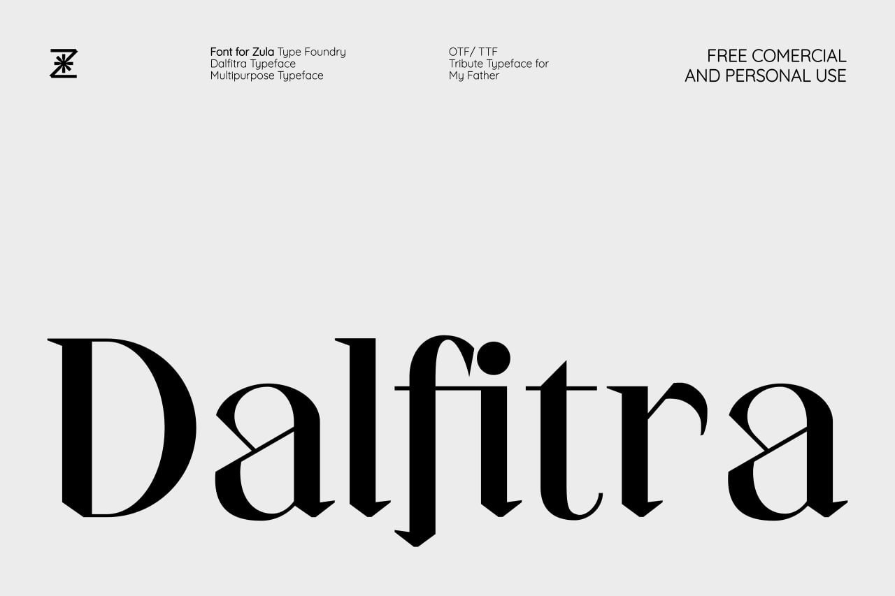 Dalfitra现代英文衬线字体， 免费可商用 设计素材 第1张