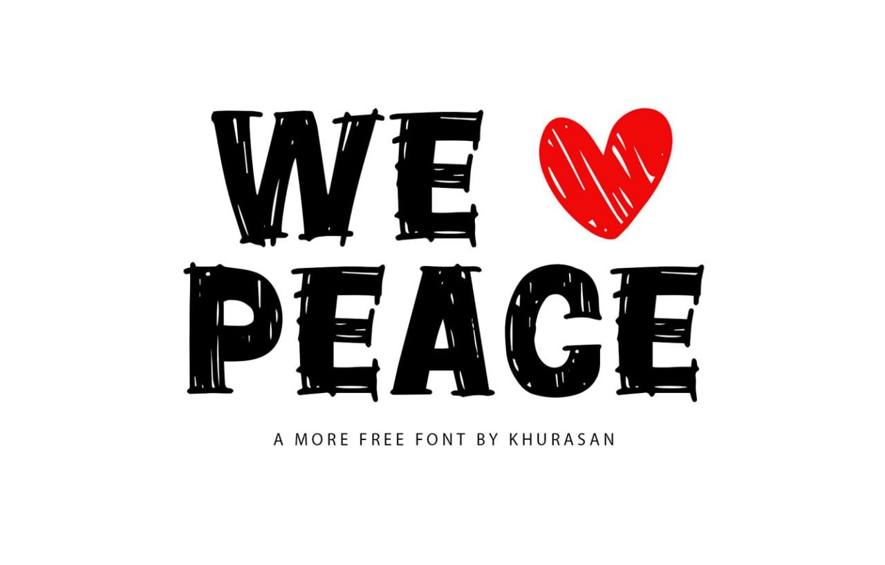 We Love Peace铅笔素描英文字体，免费可商用 设计素材 第1张