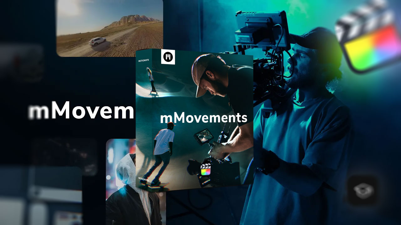 Motionvfx - mMovements 50个创意摄像机运动跟踪镜头变焦电影摄影艺术效果FCPX插件 插件预设 第1张