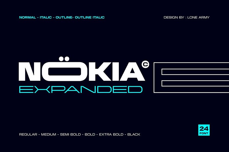 Nokia Expanded 现代品牌英文字体完整版 设计素材 第1张