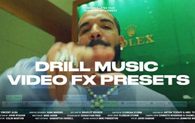 AKV Studios 嘻哈说唱风格闪光打孔闪烁摇晃缩放音乐MV转场预设包 Drill Music Video FX Presets