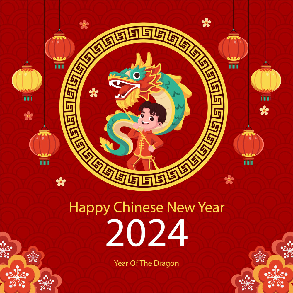 2024新年卡通舞狮舞台春节海报展板 . 第5张