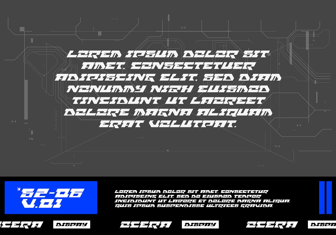 酸性未来机能赛博朋克科技感英文字体 OCERRA 设计素材 第8张