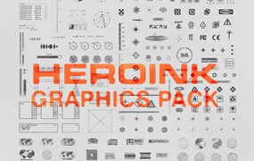 HEROINK 180个矢量赛博朋克科研图形撕纸纹理灰尘叠加纹理包