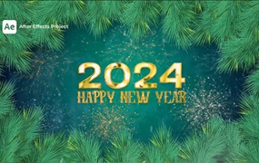 AE模板：2024年新年倒计时龙年庆典烟花模板包