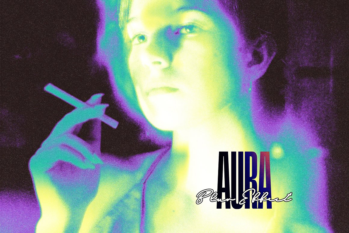 未来迷幻失真模糊噪点颗粒纹理效果照片图像修图PS特效样机模板 Aura Blur Effect for Posters . 第1张