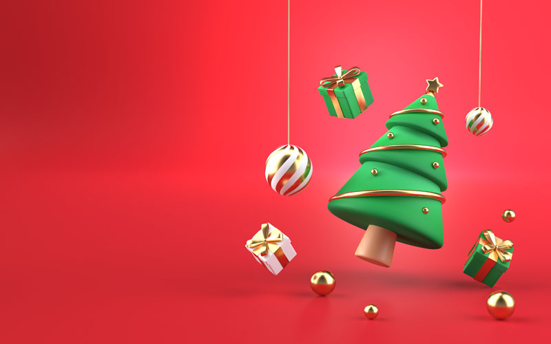 3款圣诞节3D立体商品展示背景PSD模板 图片素材 第2张