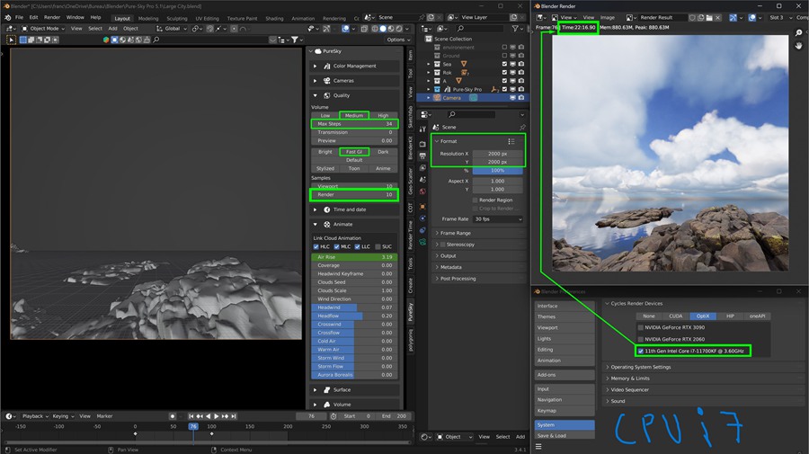 Blender丁达尔真实天空光效果插件 Pure-Sky Pro v6.0.81+ 使用教程 插件预设 第1张