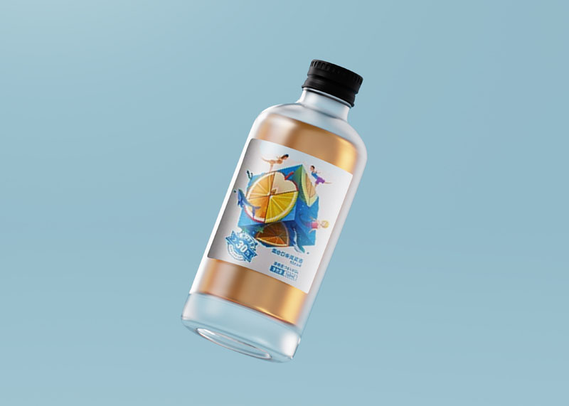 5款玻璃磨砂质感果汁瓶包装设计样机PSD模板 样机素材 第1张