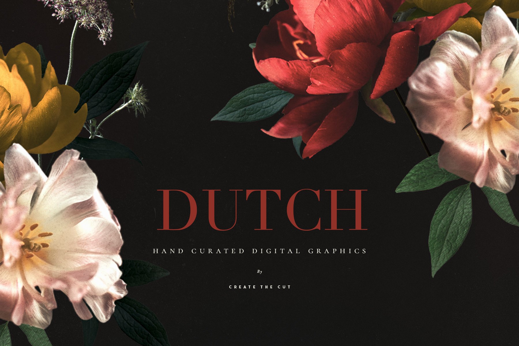 宫廷风复古艺术花卉手工剪纸PNG剪贴画 Vintage Floral Clip Art – Dutch 图片素材 第2张
