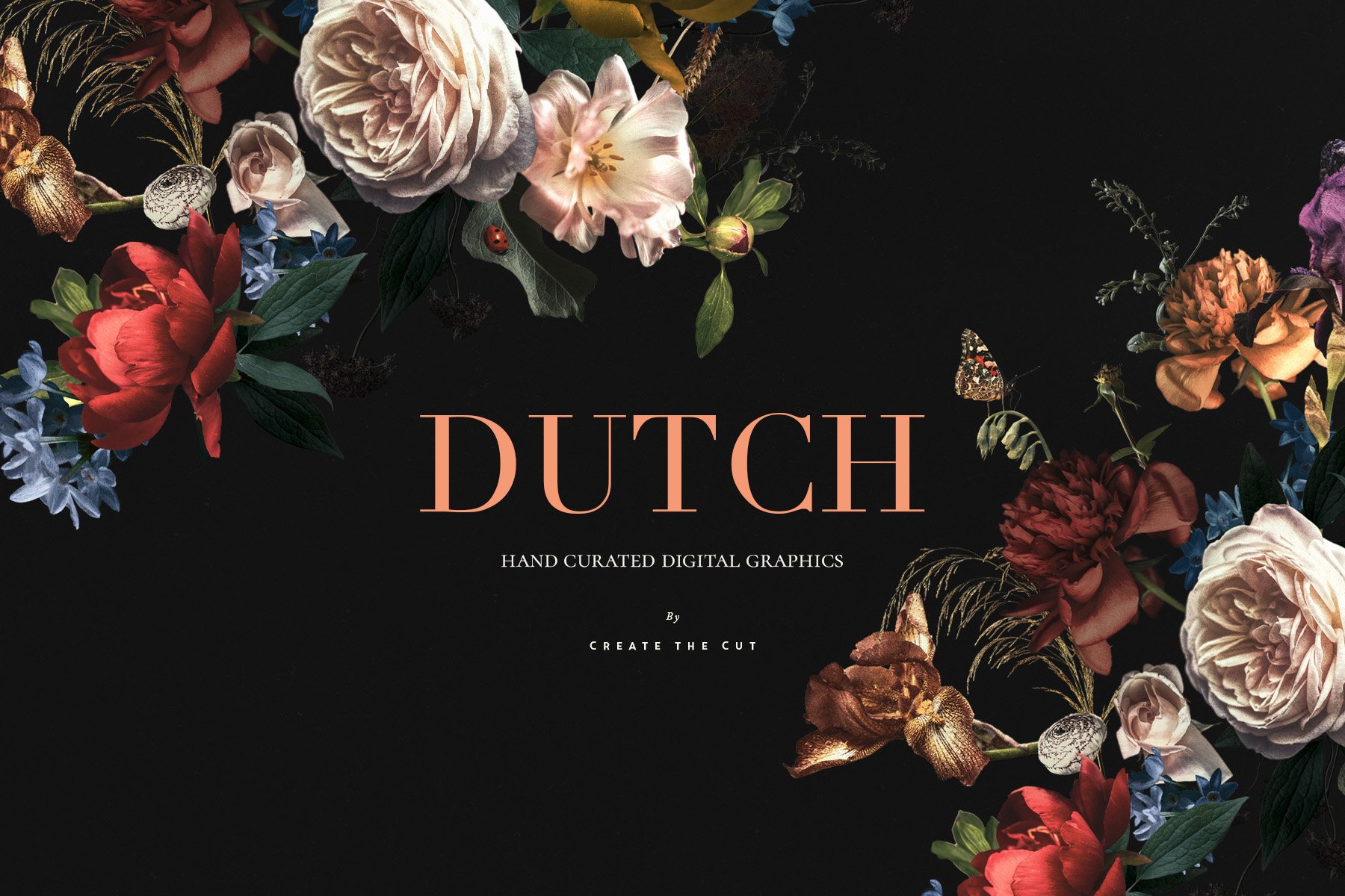 宫廷风复古艺术花卉手工剪纸PNG剪贴画 Vintage Floral Clip Art – Dutch 图片素材 第3张