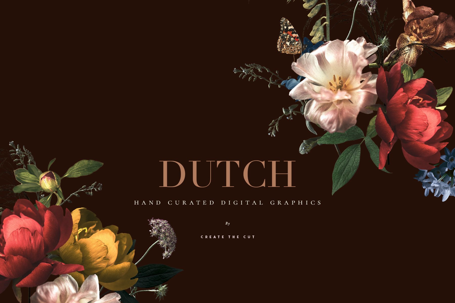 宫廷风复古艺术花卉手工剪纸PNG剪贴画 Vintage Floral Clip Art – Dutch 图片素材 第4张