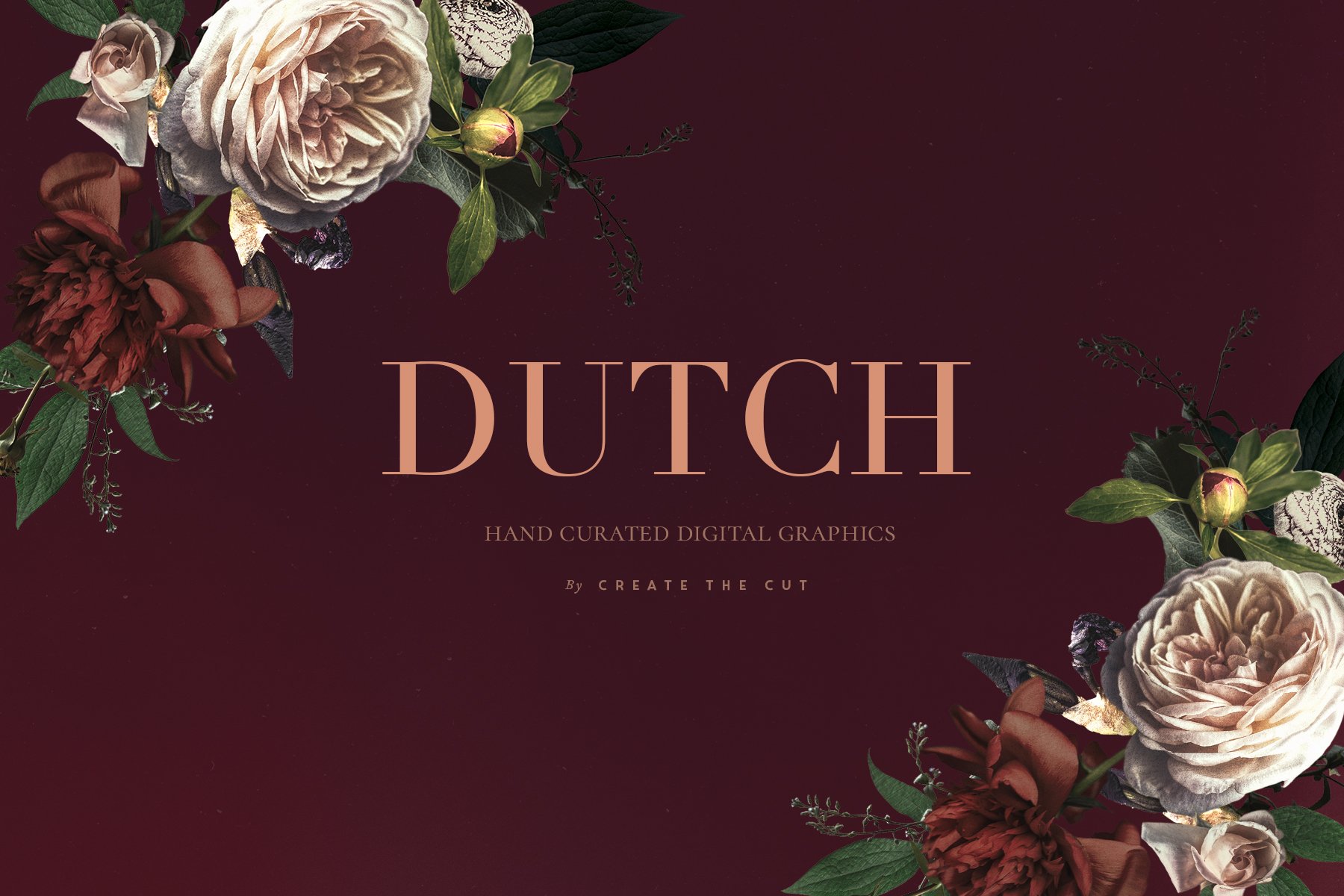 宫廷风复古艺术花卉手工剪纸PNG剪贴画 Vintage Floral Clip Art – Dutch 图片素材 第5张