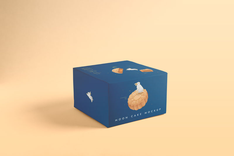 28款中秋节月饼礼盒包装印花vi提案效果智能贴图样机psd素材 样机素材 第1张