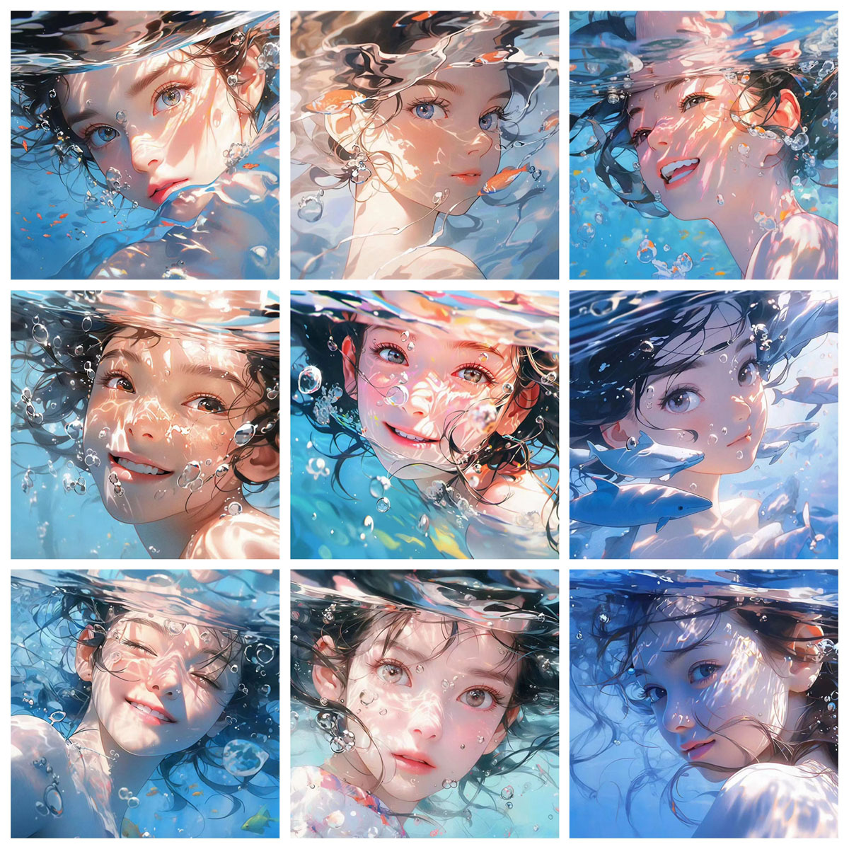 21张Midjourney水下男生女生头像JPG素材 图片素材 第5张