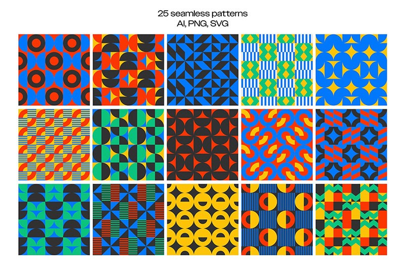 100+潮流撞色几何图形包装图案，AI PNG格式 图片素材 第9张