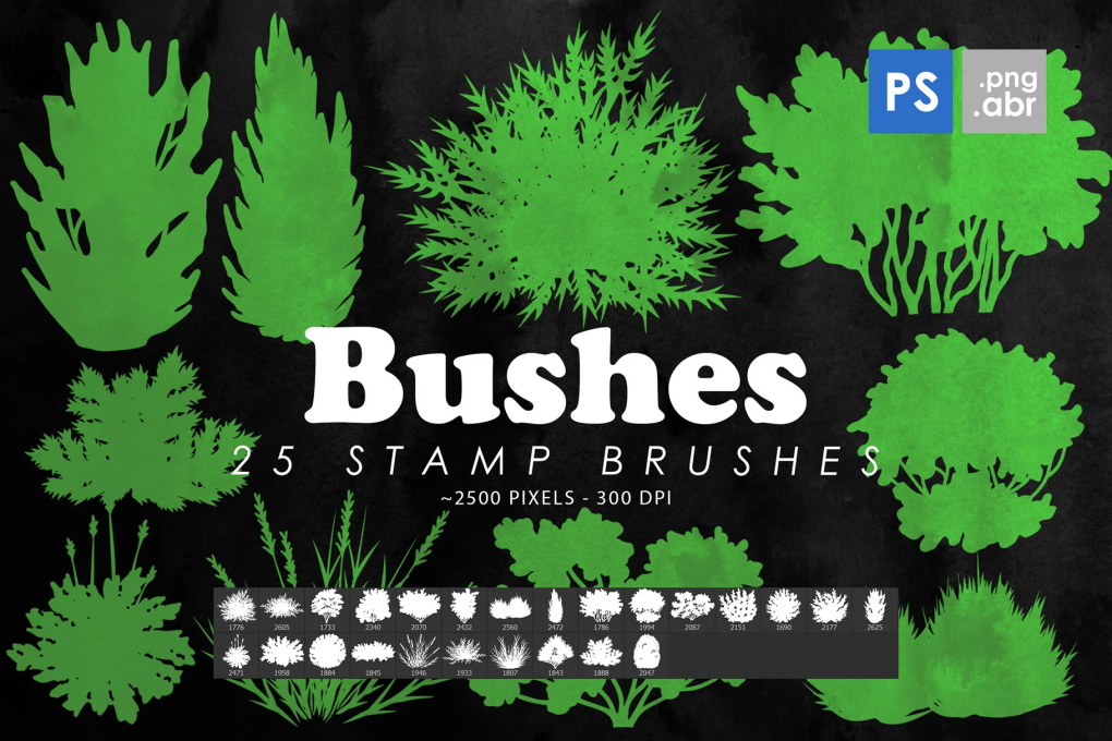 25款多种草绿色植物photoshop笔刷 笔刷资源 第1张