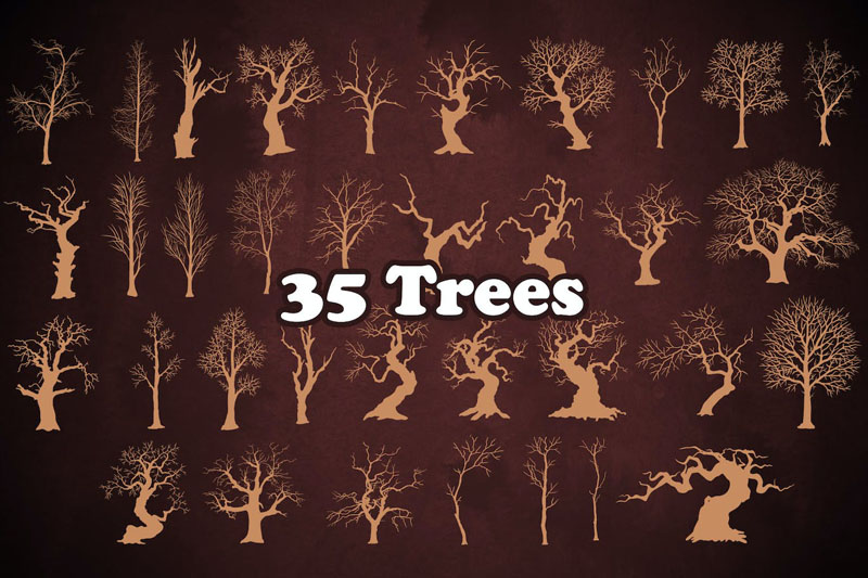 50款冬季树枝大树photoshop笔刷 笔刷资源 第4张