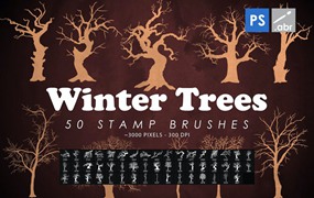 50款冬季树枝大树photoshop笔刷
