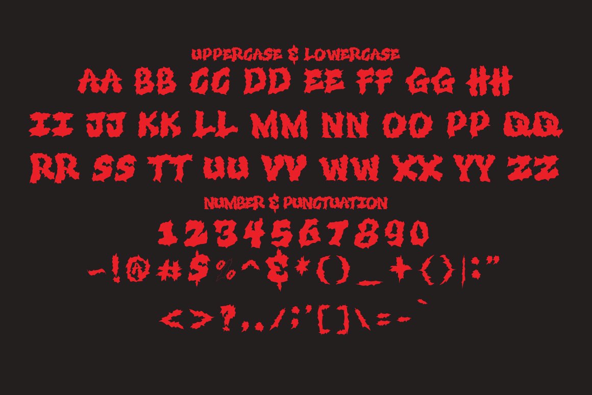 英文字体：前卫朋克摇滚死亡金属摇滚街头艺术毛刺手写抽象装饰文身标题排版字体 . 第14张