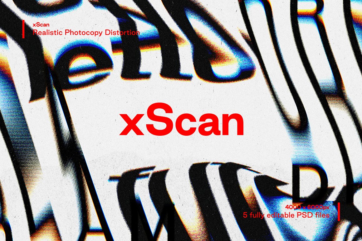 XScan 5个不同逼真可定制影印失真效果PSD样机模板 样机素材 第1张