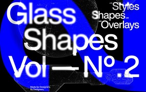 60种高分辨率新潮玻璃质感形状纹理发光叠加素材PSD样机模板