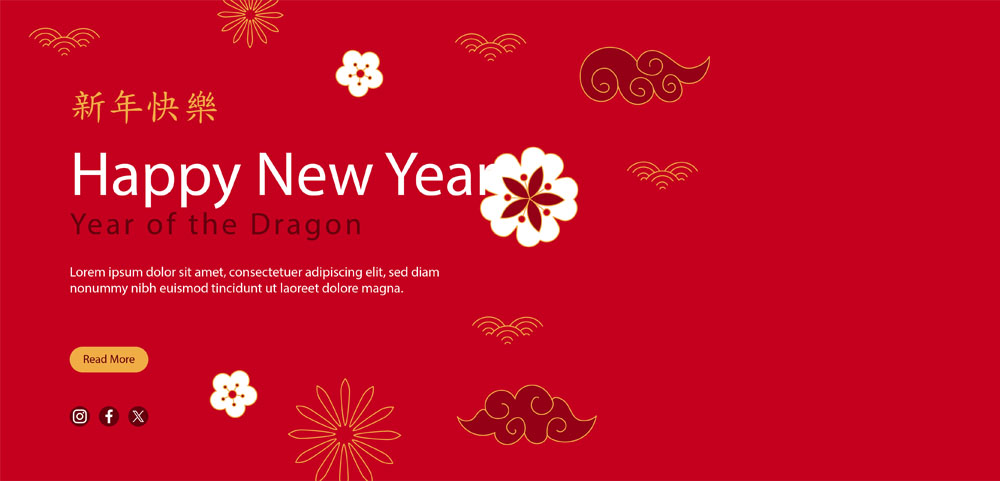 19款中国风2024龙年新年春节红色喜庆背景矢量素材 . 第2张