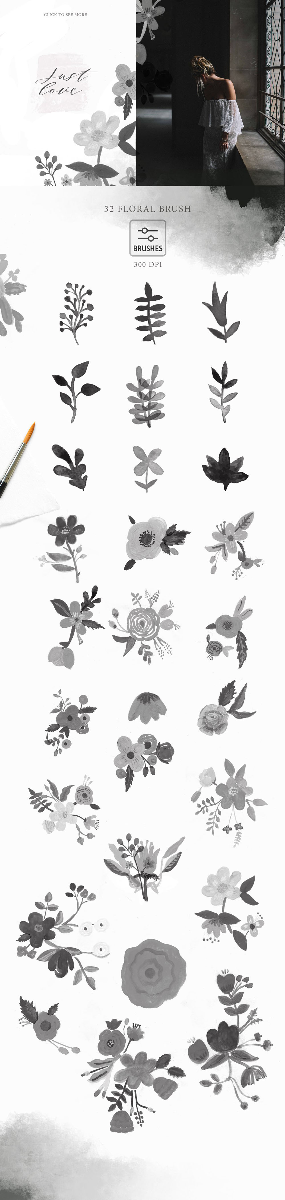 80款花卉花环纹理PS笔刷 笔刷资源 第2张