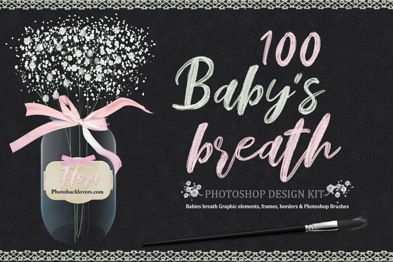 100+手绘婴儿满天星剪贴画photoshop笔刷 笔刷资源 第1张