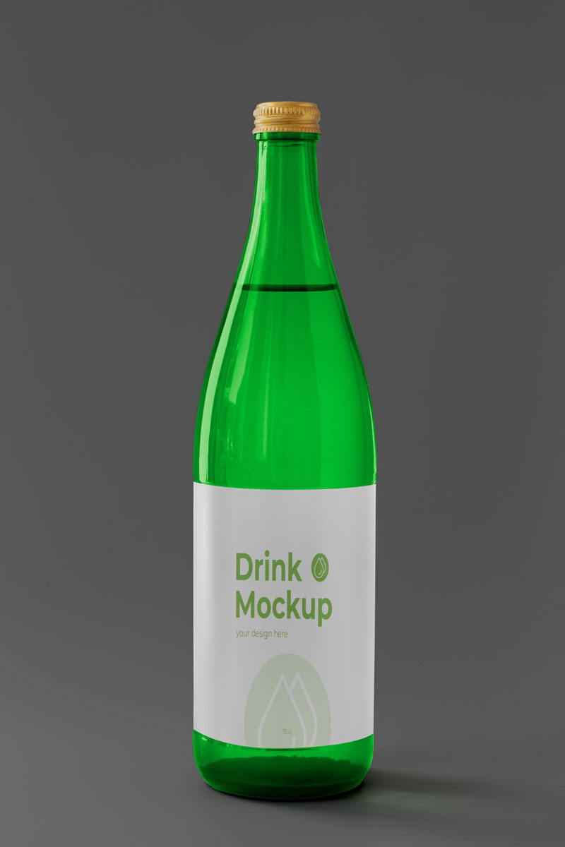 31款玻璃酒瓶果汁饮料瓶包装PSD智能贴图样机 样机素材 第1张