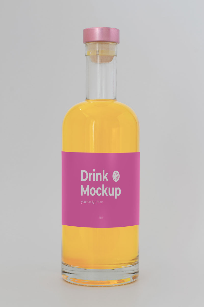 31款玻璃酒瓶果汁饮料瓶包装PSD智能贴图样机 样机素材 第3张