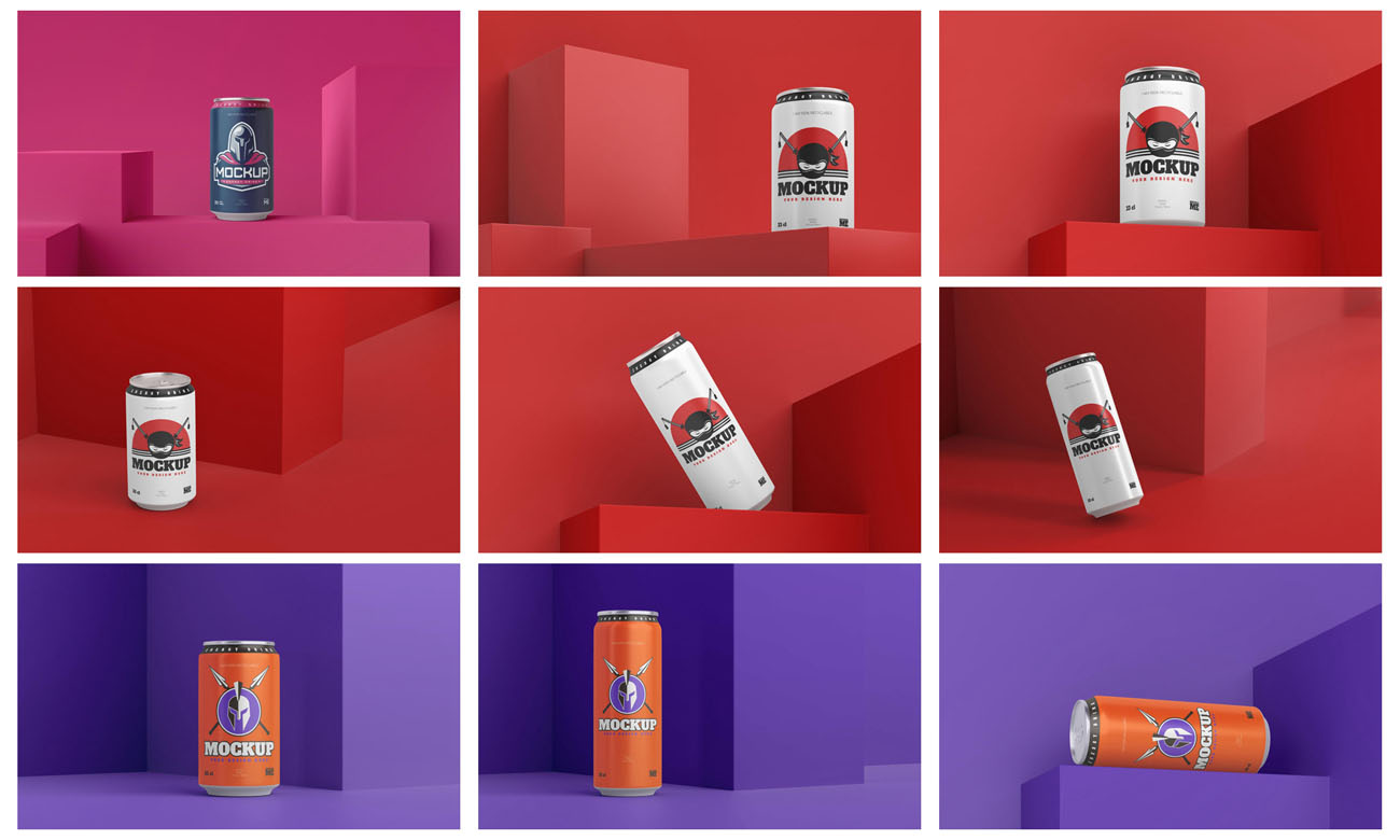 59款易拉罐铝制饮料罐包装设计PSD智能贴图样机 样机素材 第9张