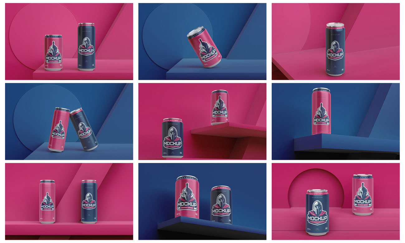 59款易拉罐铝制饮料罐包装设计PSD智能贴图样机 样机素材 第11张
