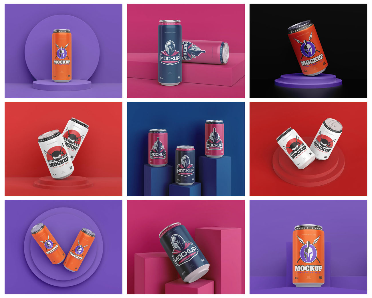 59款易拉罐铝制饮料罐包装设计PSD智能贴图样机 样机素材 第12张