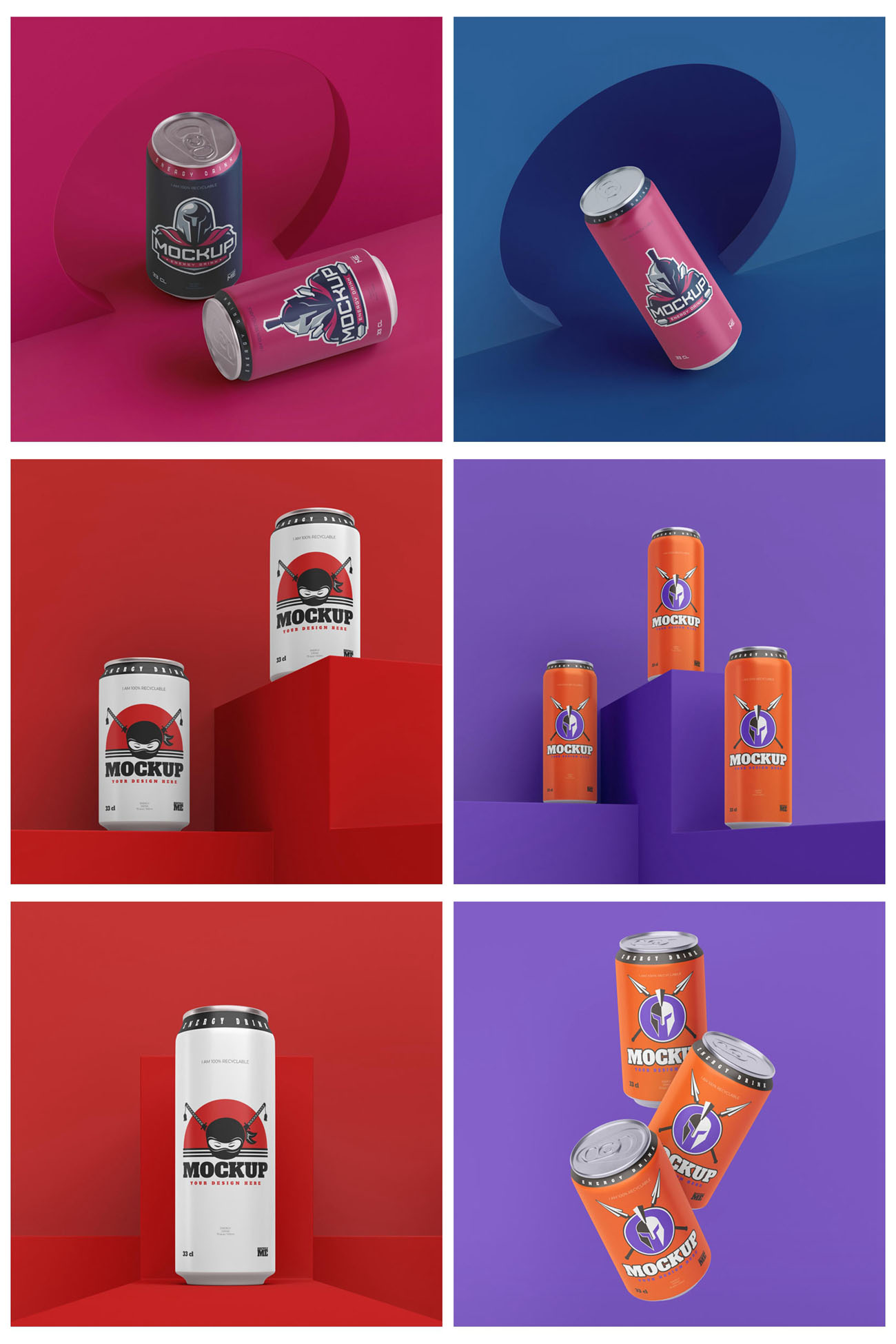59款易拉罐铝制饮料罐包装设计PSD智能贴图样机 样机素材 第14张