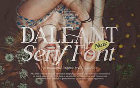 英文字体：现代奢华优雅艺术花体杂志标题排版衬线字体 Daleant