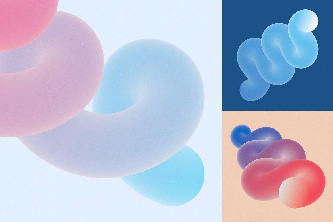 166款未来超现实主义抽象3D立体几何噪点渐变背景图片设计素材合集 Blender – Gradient Blends Collection . 第11张