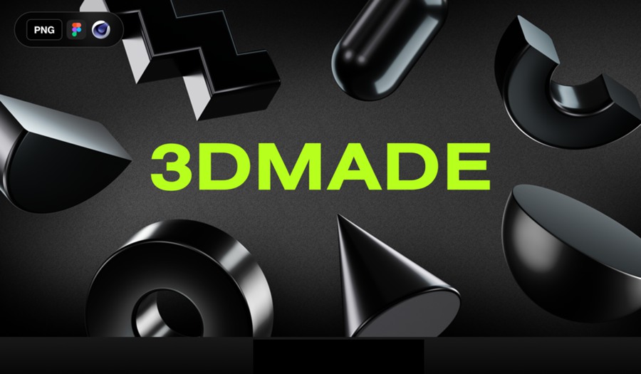 3DMADE 超酷高分辨率酸性金属色3D几何形状PNG+模型文件 图片素材 第2张