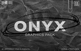 91款复古做旧工业风褶皱涂鸦线条撕纸纸片拼贴PNG免抠图片素材 Onyx Graphics Pack